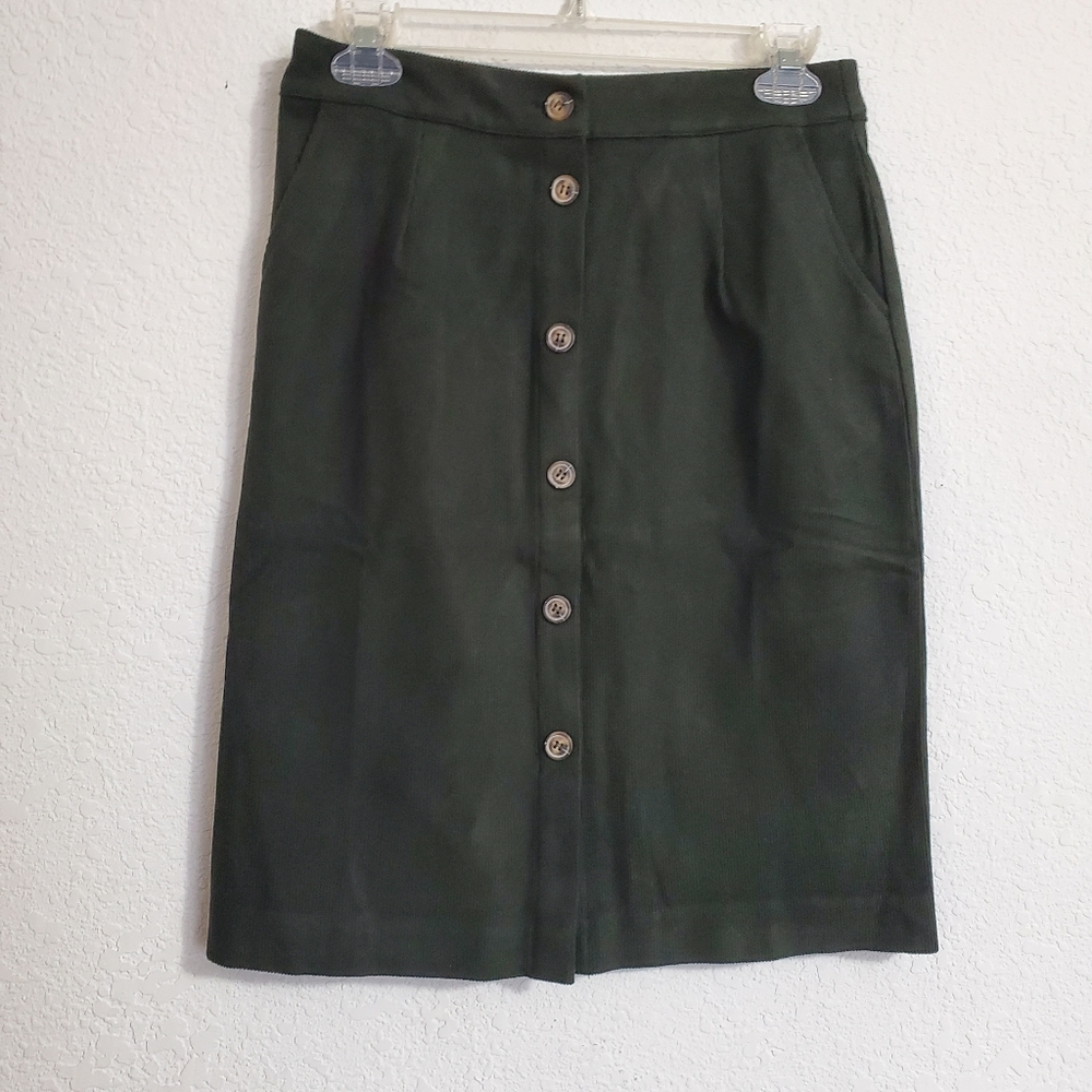 Skies are Blue green corduroy skirt